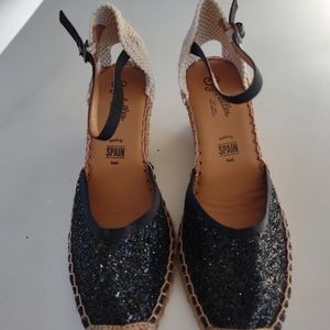Black Glitter Seychelles Made in Spain Espadrilles (size 9)